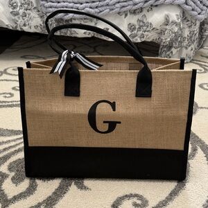 Black and Tan Monogram Tote - BRAND NEW